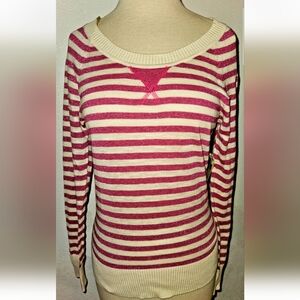 LEI New With Tags Medium Pink Sparkle Sweater Cotton Polyester Metallic Blend.